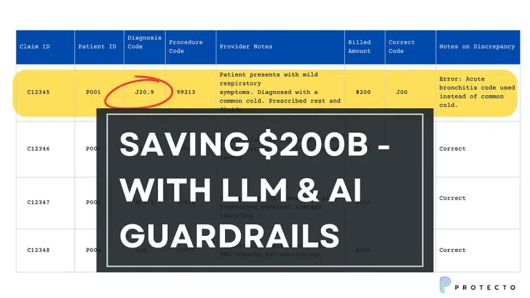 Medical billing error highlighting LLMs and Protecto AI's role in reducing overbilling